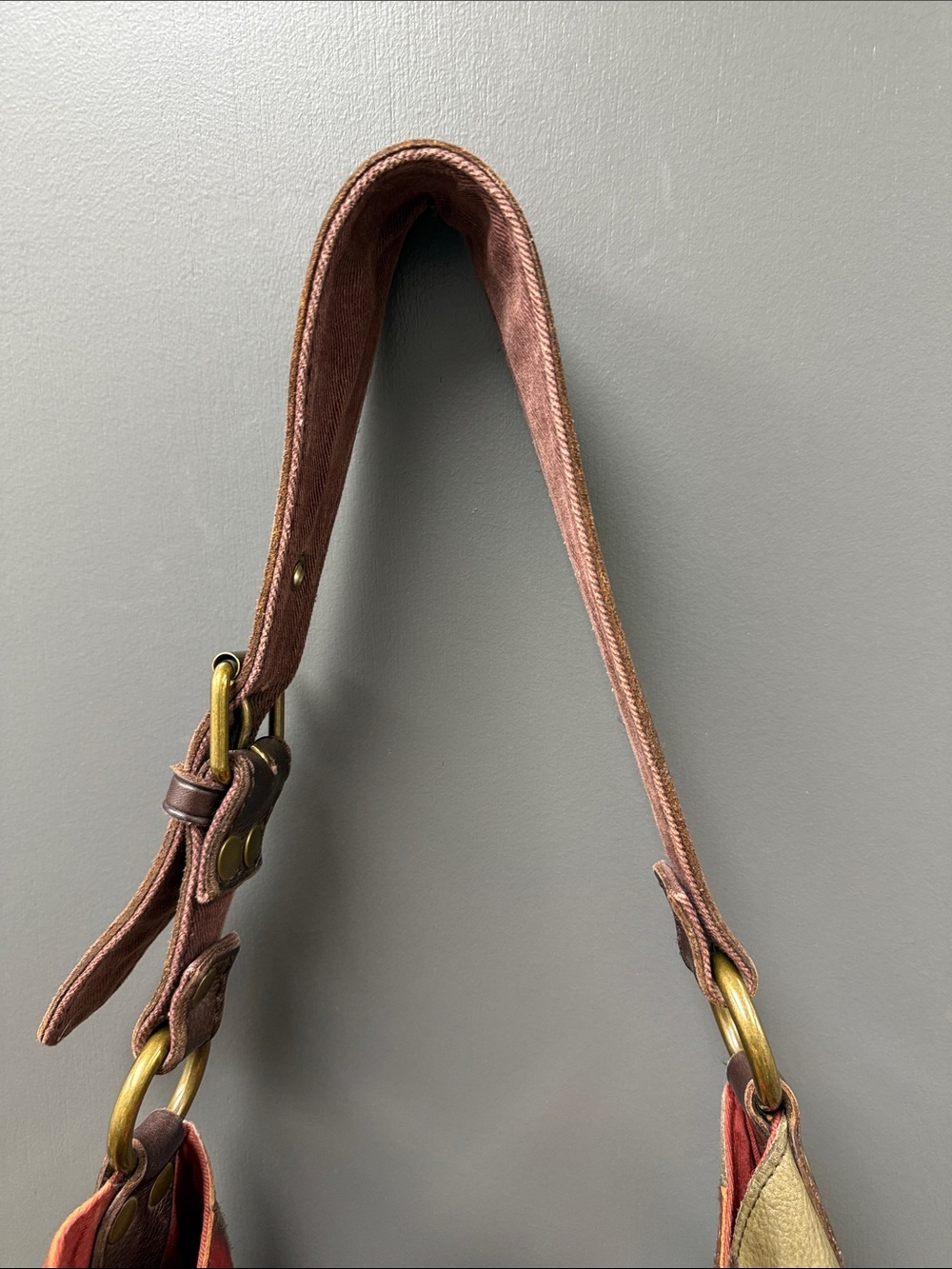 Lucky Brand XL Patchwork Leather Hobo Bag - Multicolor Red/Green/Blue/Brown - Picture 7 of 15